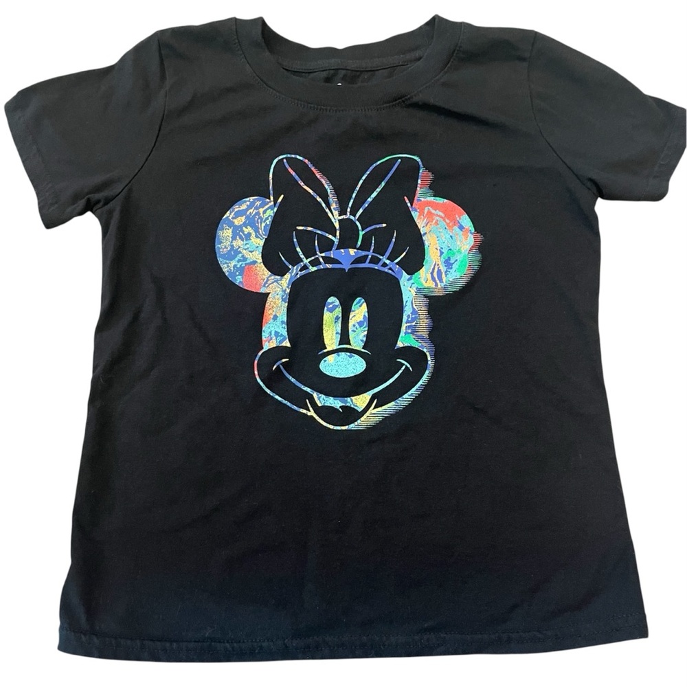 Disney Black T-Shirt with Colorful Minnie Graphic size 5t